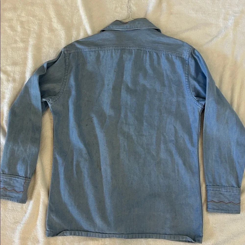 Vintage Embroidered Denim Shirt for Men